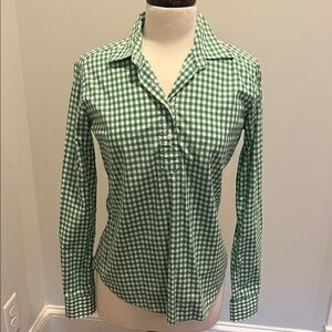 ANN MASHBURN Green Gingham Button Down Shirt